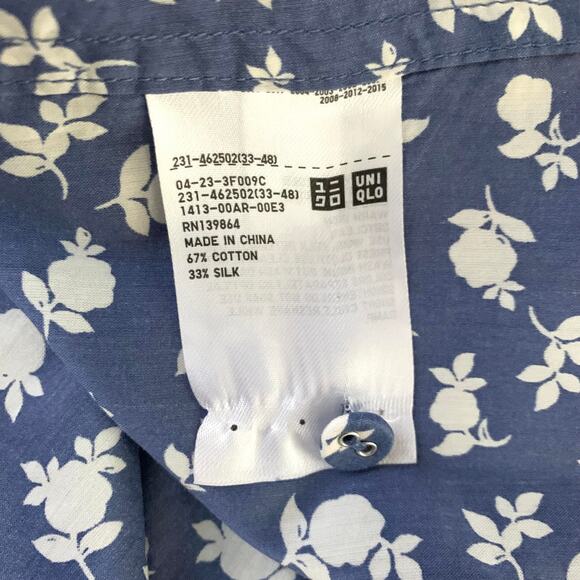 Uniqlo Cotton Silk Long-Sleeve Tunic in Blue Floral - Picture 13 of 14